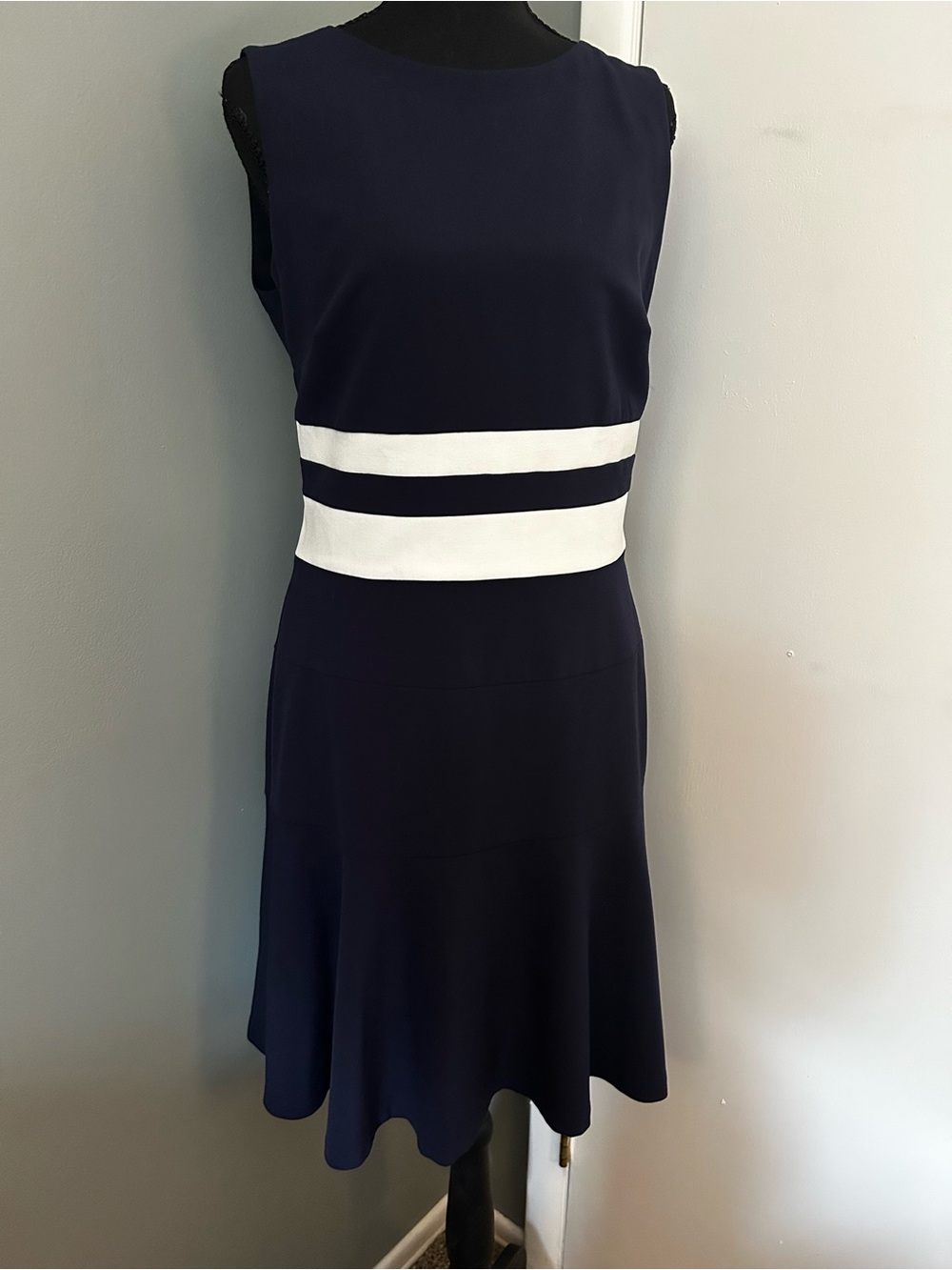 Ralph Lauren Classic Navy and White Fit-and-Flare Dress